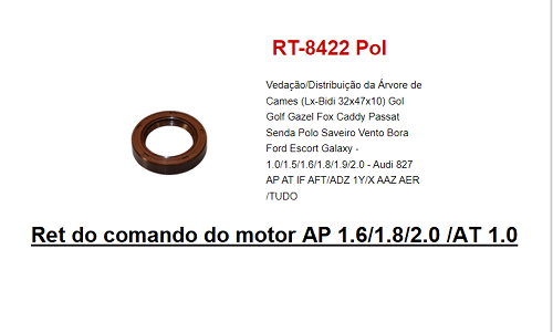 RET COM  VALV/VIRAB DIANT VW GOL AP/AT- 1.0/1.5/1.6/1.8/2.0 8V 