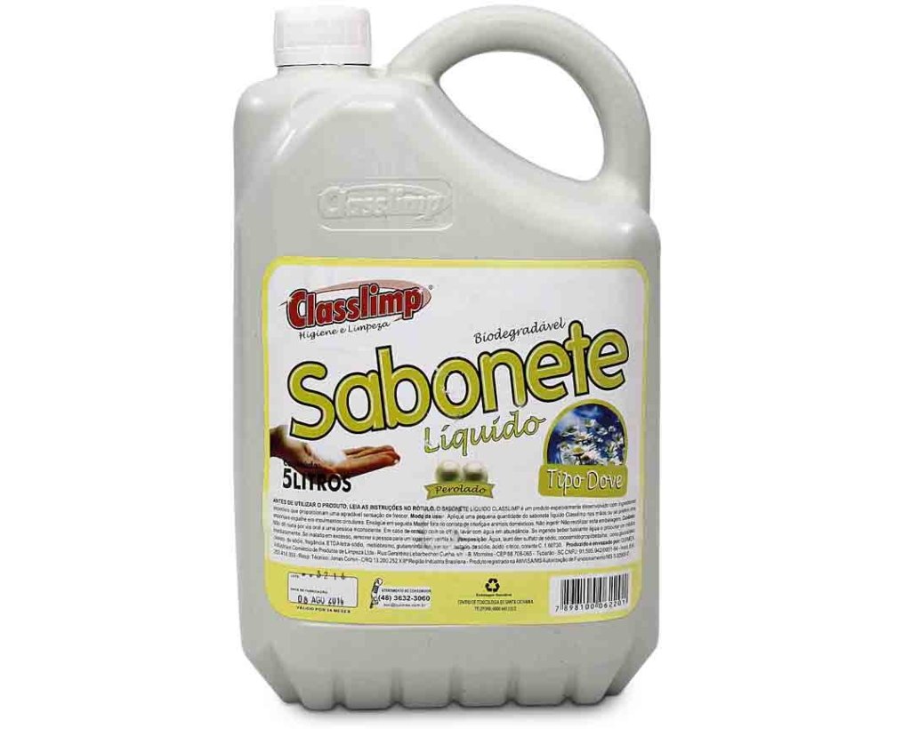 SABONETE LÍQUIDO PERFUMADO CLASSLIMP TIPO DOVE 5L