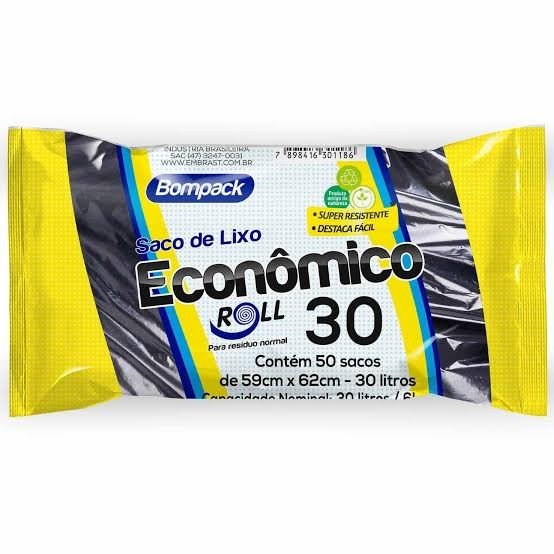 SACO DE LIXO 30L BOM PACK ECONÔMICO C/50