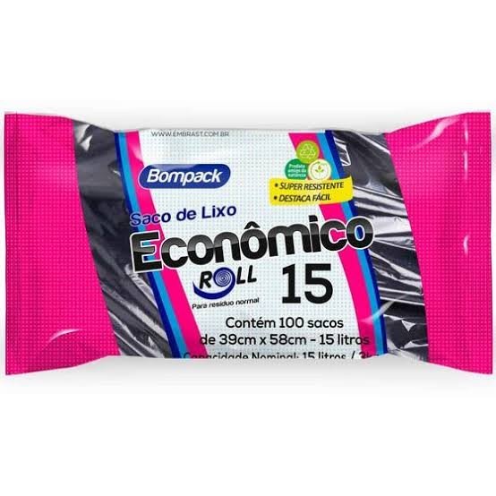 SACO DE LIXO BOM PACK 15L ECONÔMICO C/100