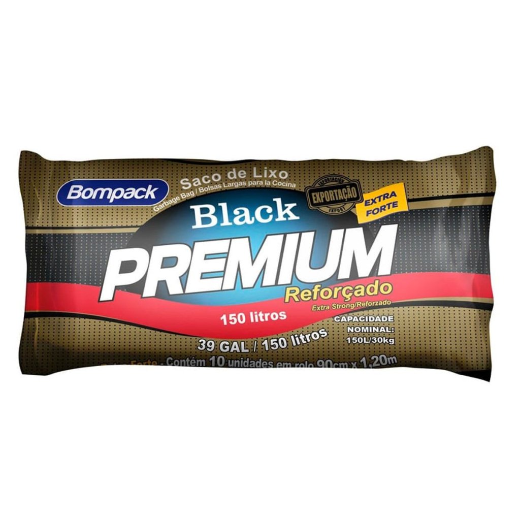 SACO DE LIXO BOM PACK 150L BLACK PREMIUM C/10
