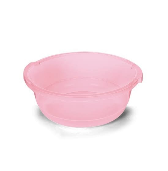 Bacia redonda 19,5l rosa transparente plasvale 