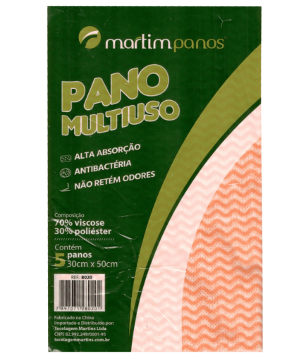 PANO MULTIUSO LARANJA COM 5 UNIDADES