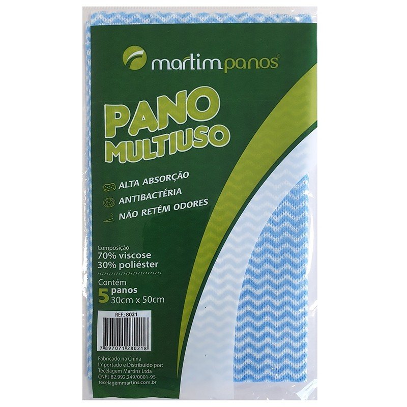 PANO MULTIUSO AZUL COM 5 UNIDADES