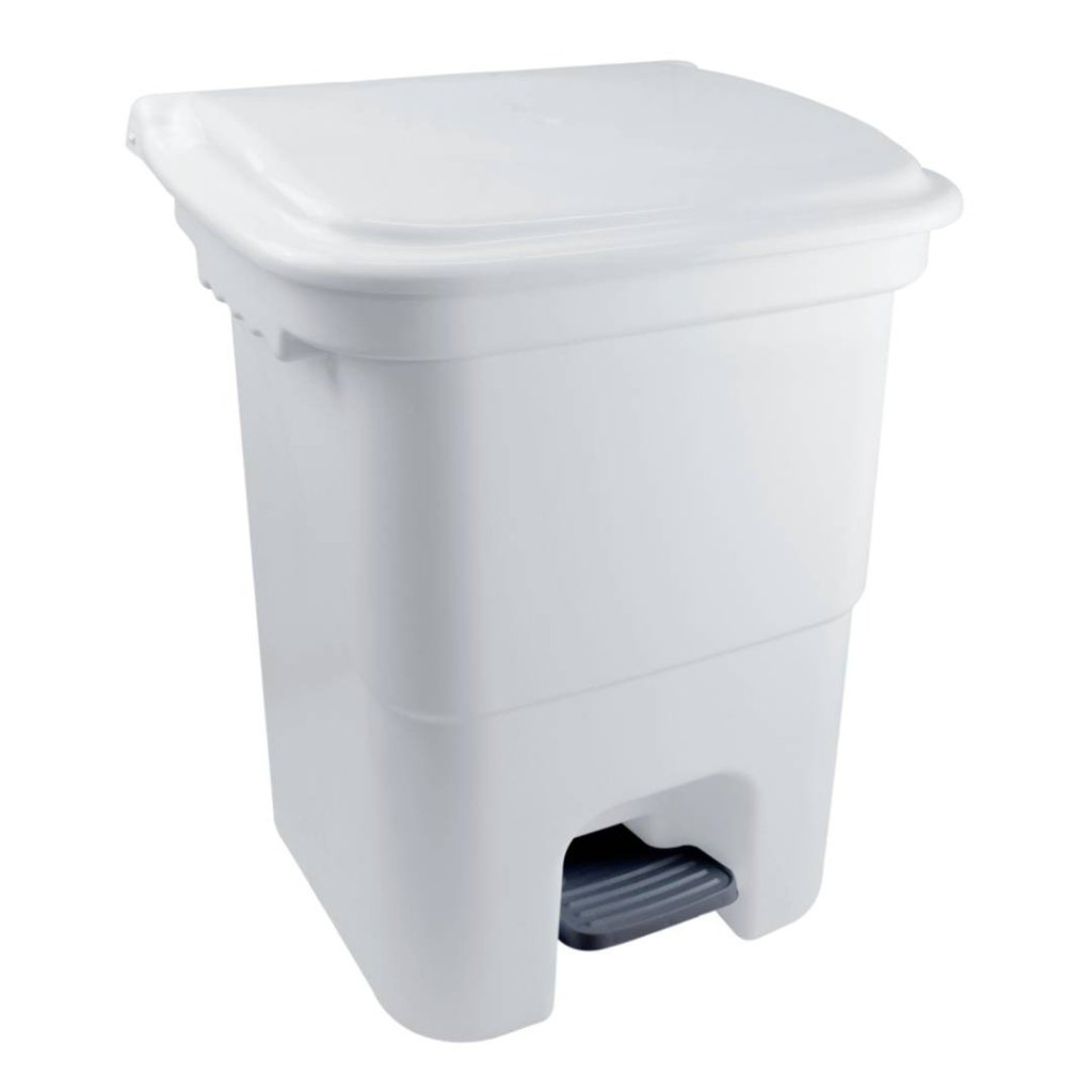 Lixeira com pedal 50L branca plasvale 