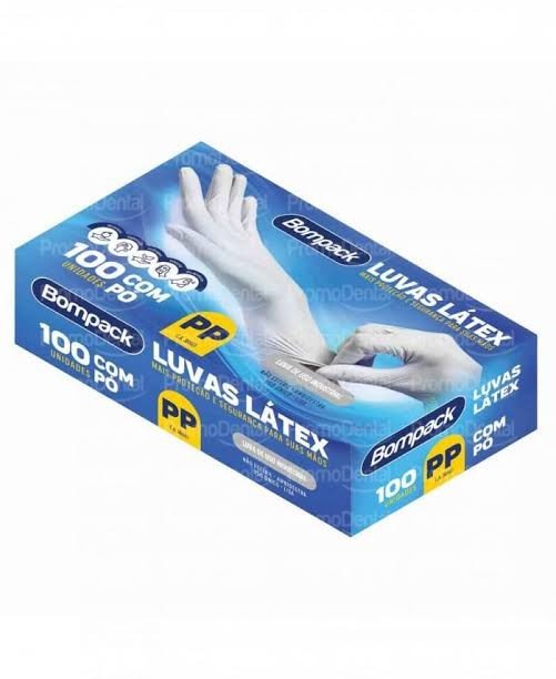 Luva látex industrial PP bom pack com pó cx com 100UN