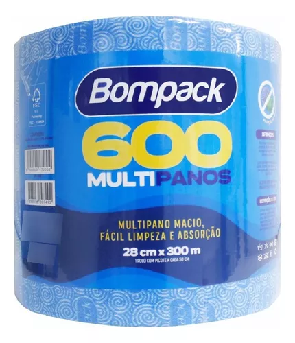 PANO MULTIUSO 28CMX300MTS ROLO COM 600 PANOS