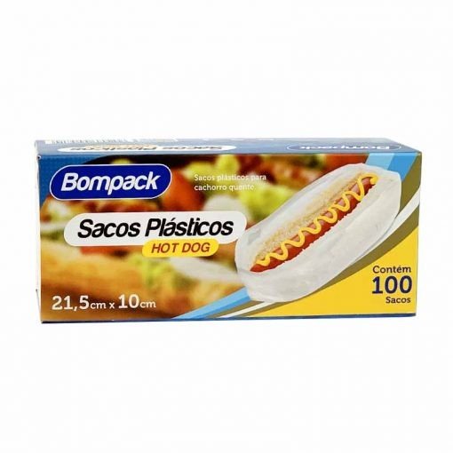 SACOS PLÁSTICOS HOT DOG 21,5X10CM 100 UNIDADES BOMPACK