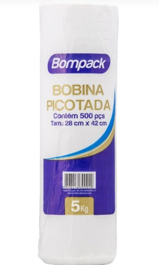 BOBINA SACO PLAST PICOTADO 5 LITROS COM 500 UNIDADES