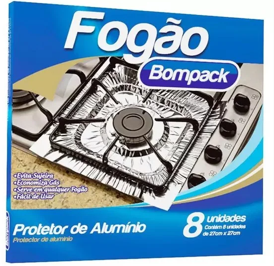 PROTETOR FOGÃO BOMPACK 27X27 CM C/8 UNID