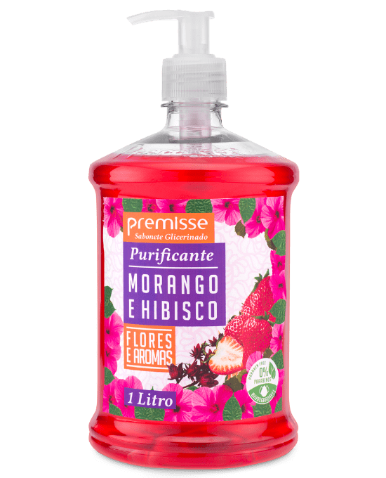 SABONETE GLICERINADO MORANGO E HIBISCO 450ml PREMISSE