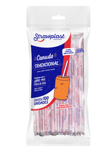 CANUDO TRADICIONAL STRAWPLAST 100 UNIDADES