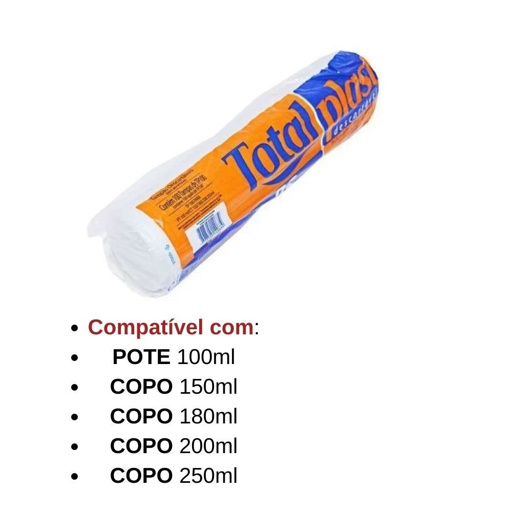 TAMPA POTE 100ML TOTALPLAST PAC COM 100 UNIDADES