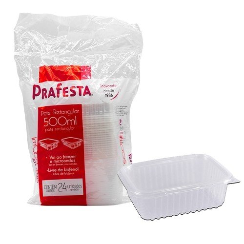 Pote Ret. 500 Ml Com Tampa 24 Un Freezer E Micro-Ondas