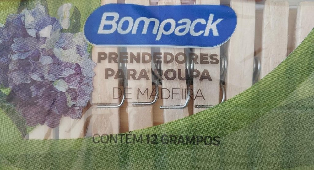 PRENDEDORES PARA ROUPA DE MADEIRA BOMPACK COM 12 GRAMPOS