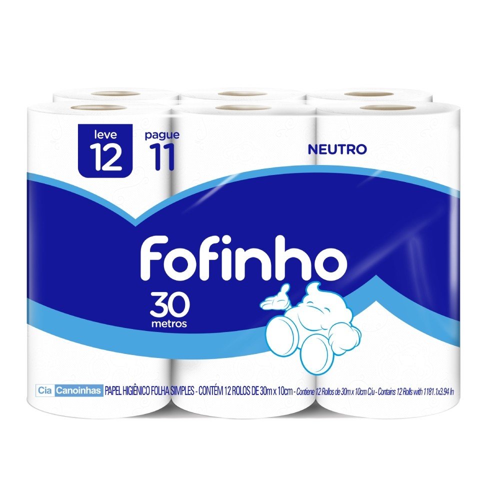 Papel higiênico fofinho folha simples 12 unidades 