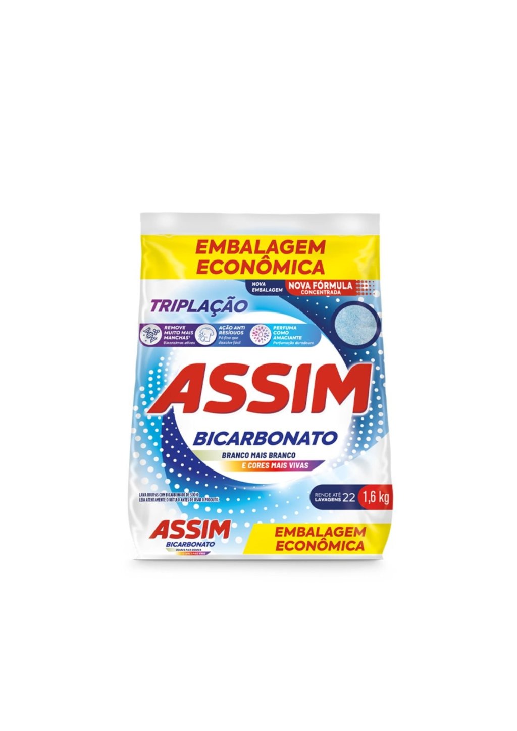 sabao em pó ASSIM COM BICARBONATO  1,6 KG