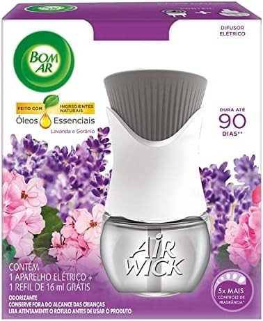 DIFUSOR ELETRICO  BOM AR  LAVANDA E GERANIO