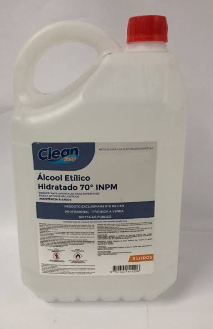 Alcool liquido 70° INPM cleanshop 5 litros