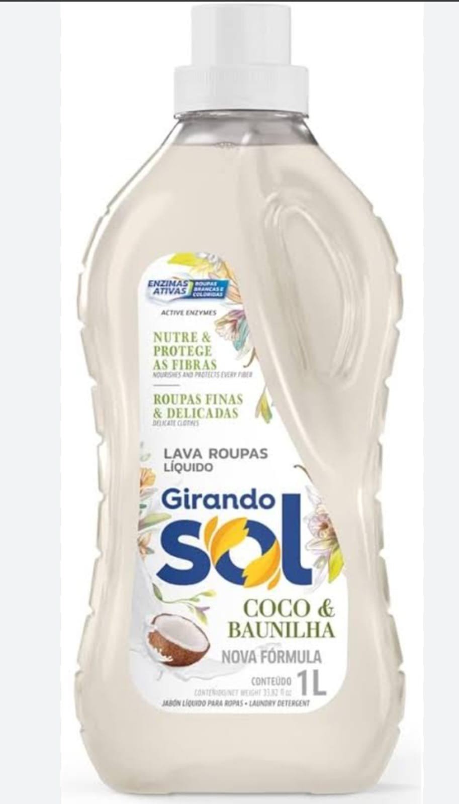 lava roupas  liquido coco e baunilha 1 lt