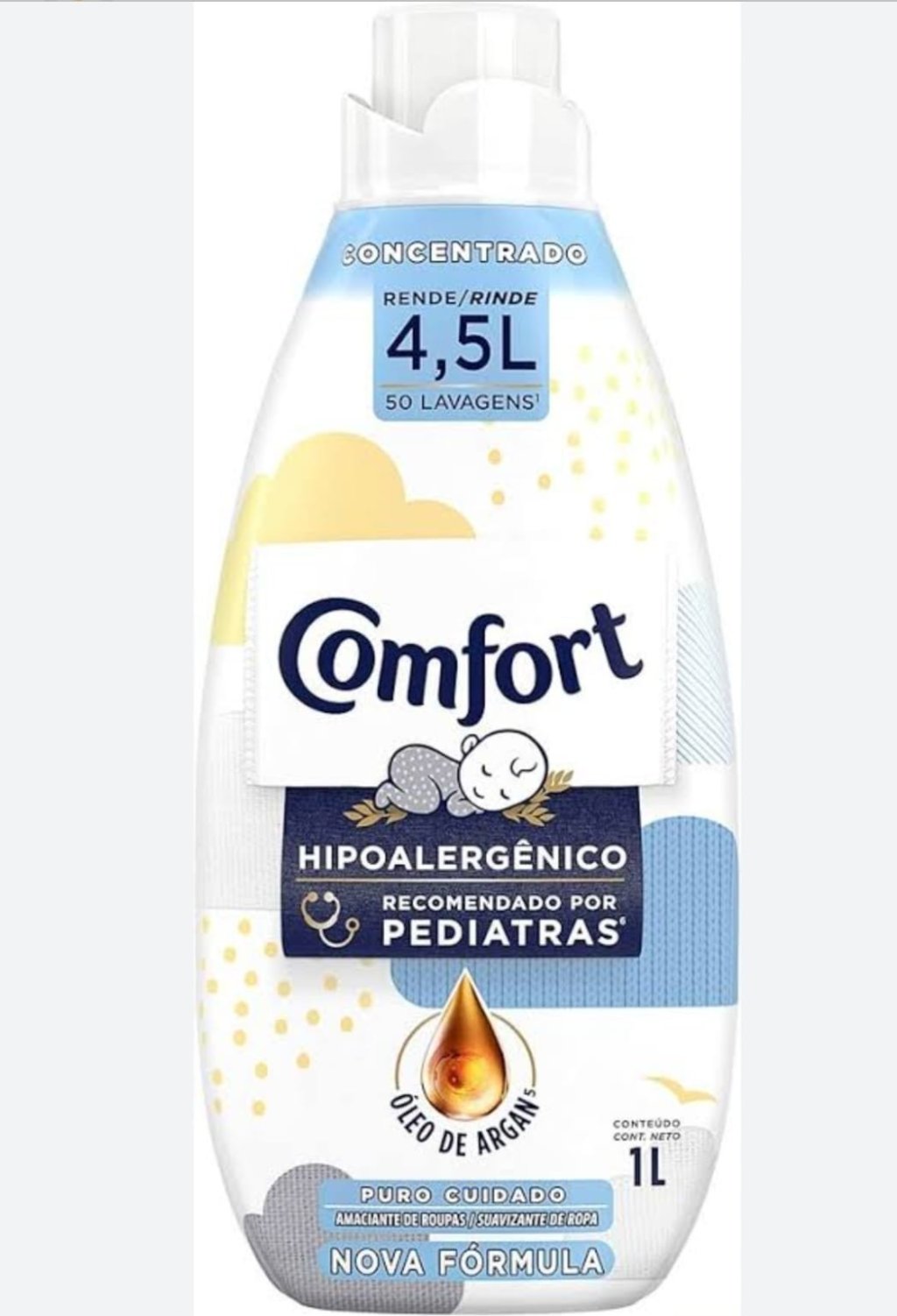 amaciante confort concentrado  puro cuidado  hipoalergenico 1l 