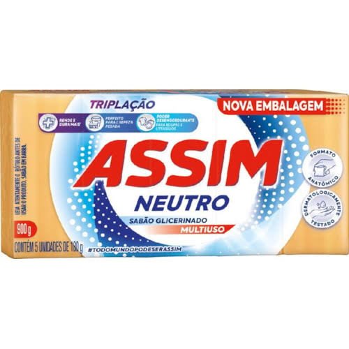 Sabão barra assim 5x180g neutro