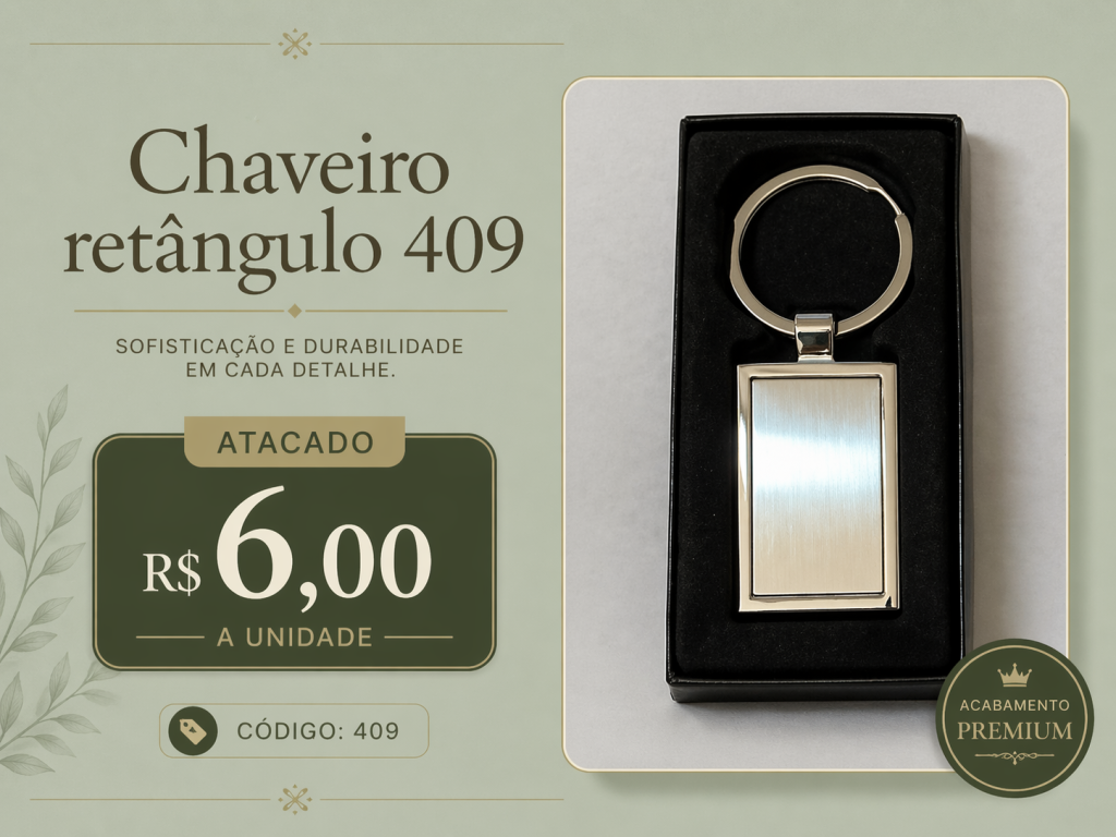 Chaveiro Retângulo 409 Metálico Atacado