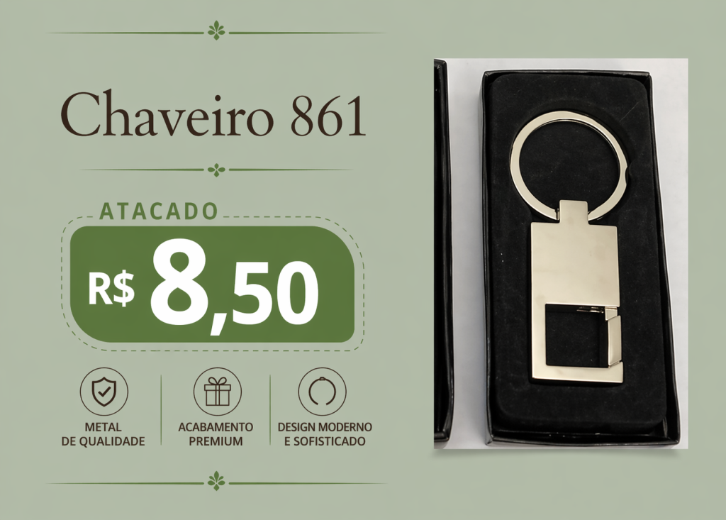 Chaveiro 861 Metal Premium Elegante Atacado