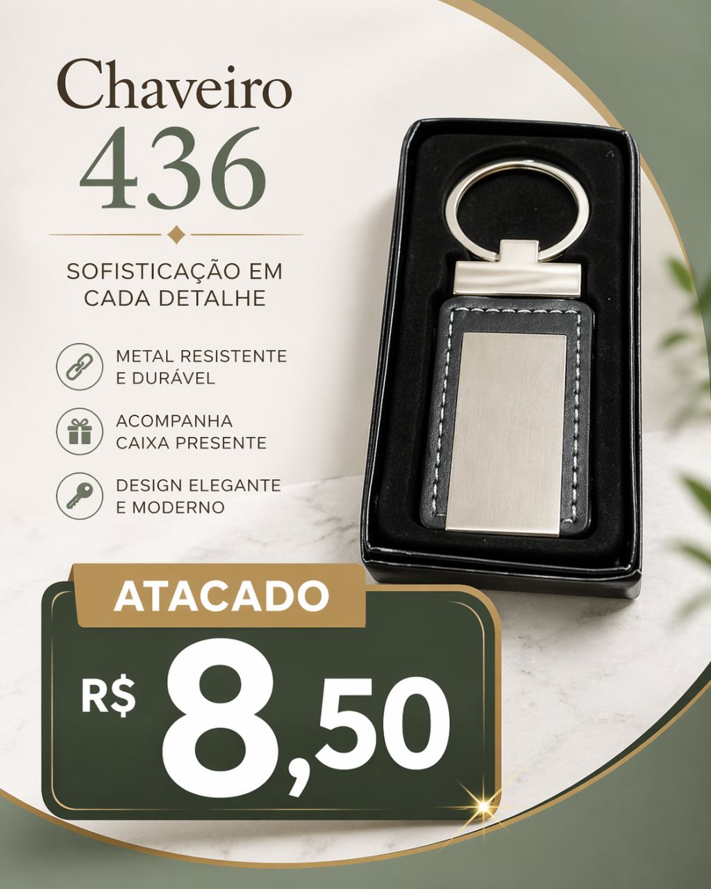 Chaveiro Metal 436 Com Caixa Presente Atacado Revenda