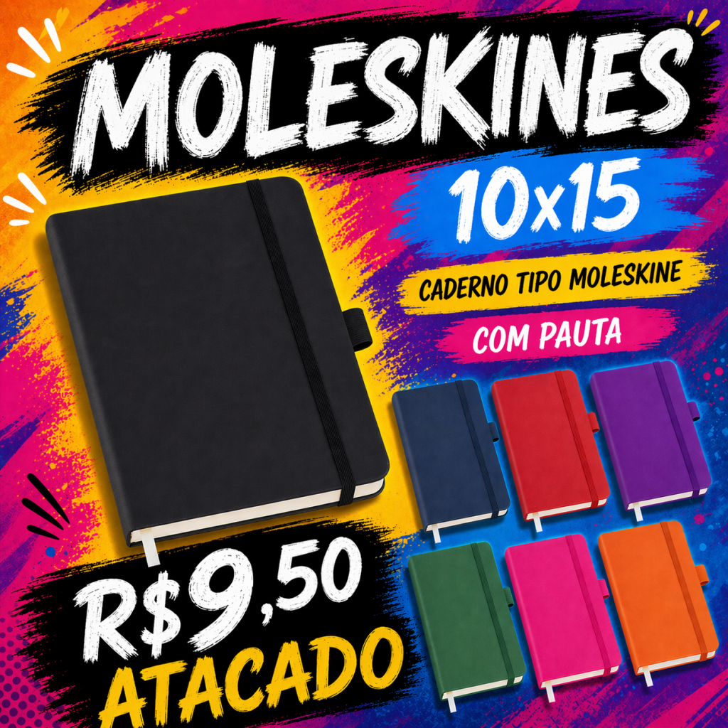 Caderneta Tipo Moleskine 10x15 Com Pauta Atacado