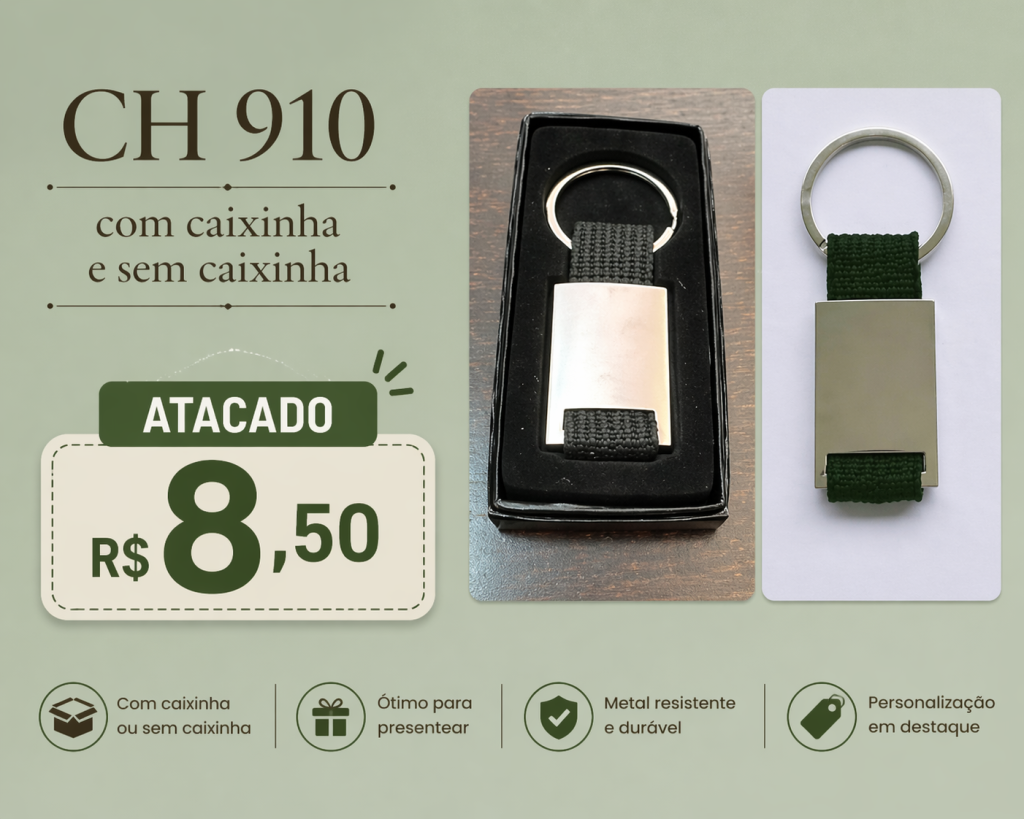 Chaveiro Metal CH 910 Atacado R$8,50
