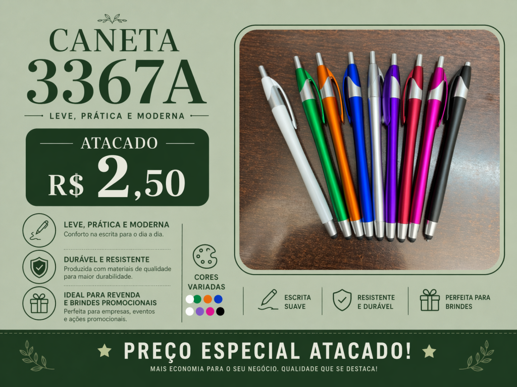Caneta 3367A no Atacado por R$ 2,50