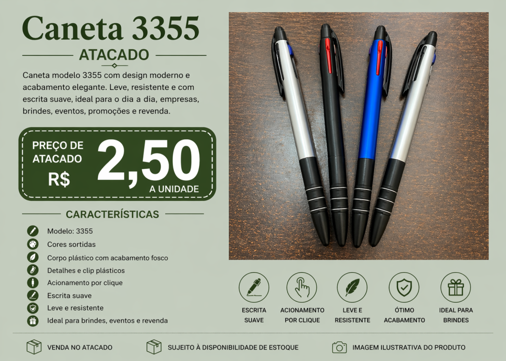 Caneta 3355 Executiva Atacado R$ 2,50