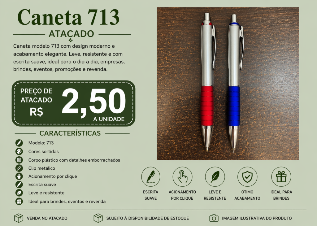 Caneta 713 Executiva Atacado R$ 2,50