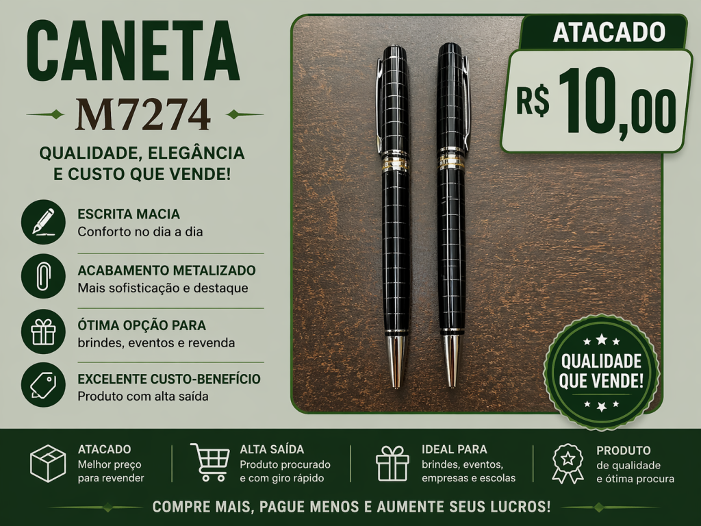 Caneta Metal M7274 Atacado Brinde Executivo 100 Un