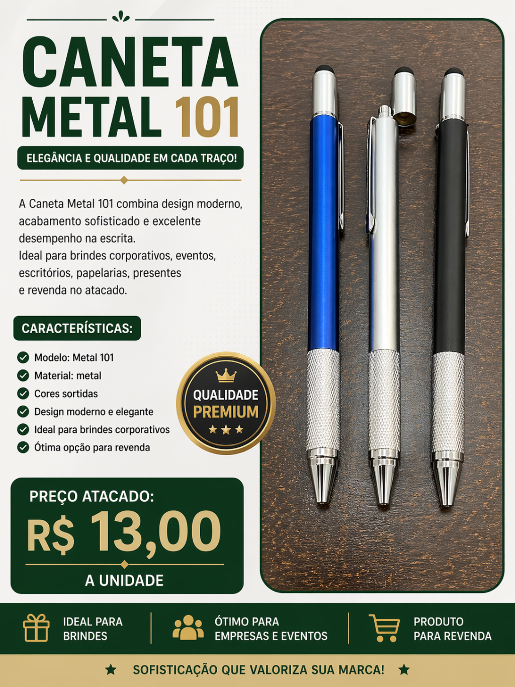 Caneta Metal 101 Premium Atacado Brinde Corporativo