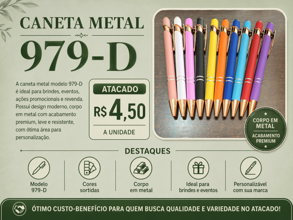 Caneta Metal 979-D Atacado R$4,50
