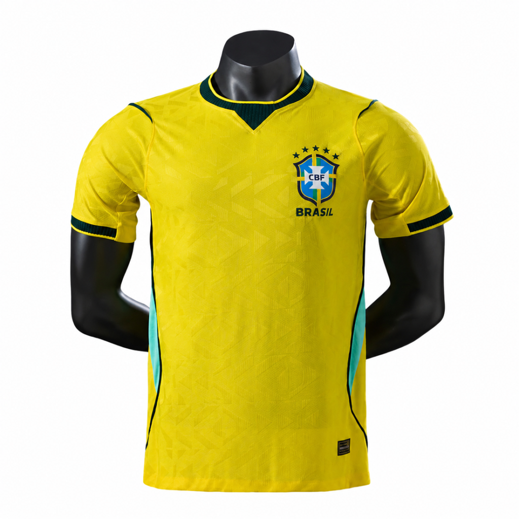Camiseta Brasil 1.1 Tailandesa Modelo Jogador Amarela