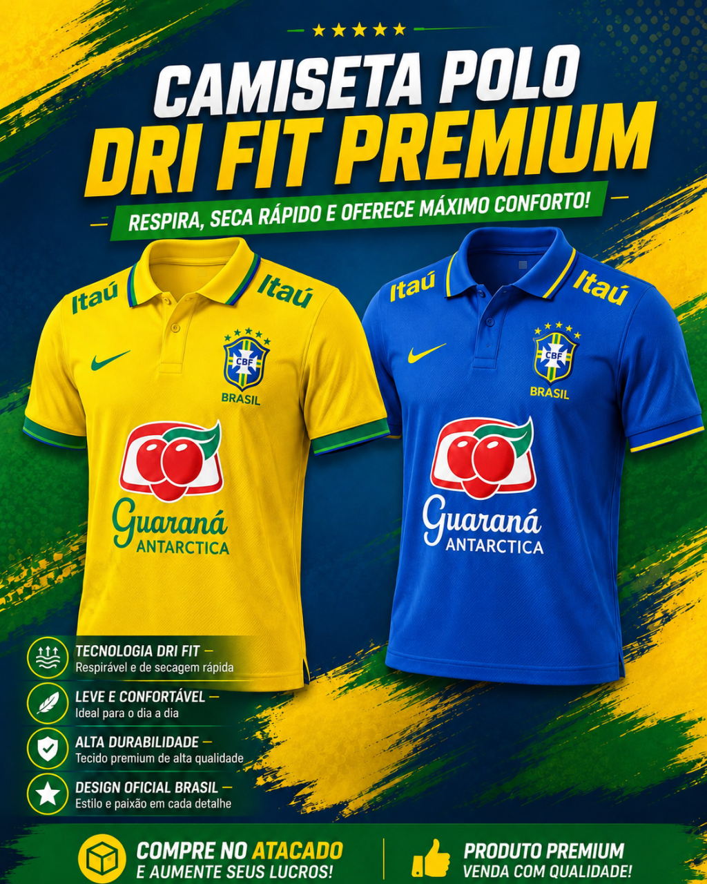 Camiseta Polo Brasil Dri Fit premium 