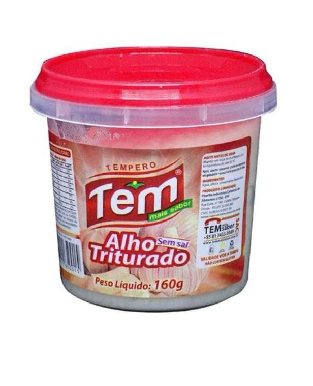 Alho Triturado Sem Sal Tem 160 G