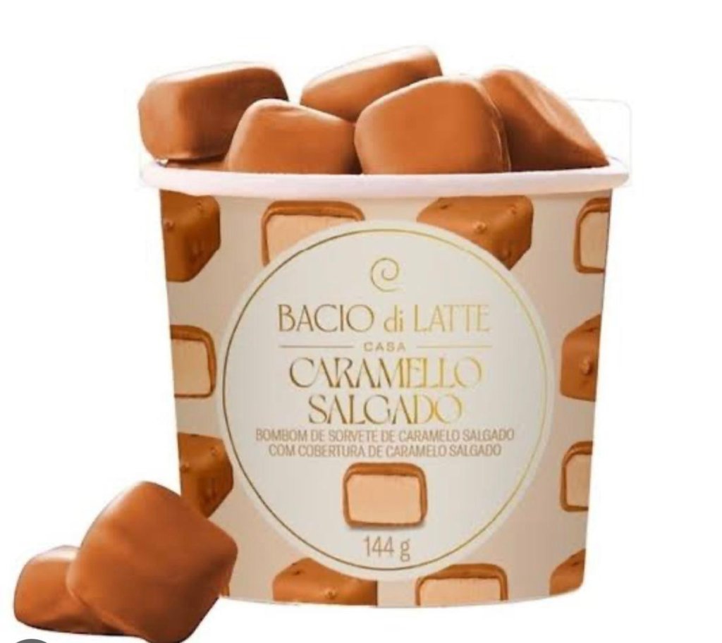 Bombom De Sorvete Bacio Latte 144g Caramelo Salgado