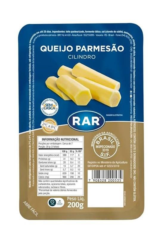 Queijo Parmesão 6m Rar Gourmet Cilindro 200g