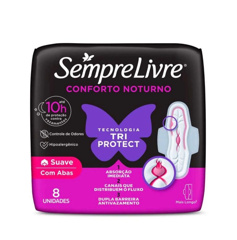Absorvente Sempre Livre C/abas Noturno C/8