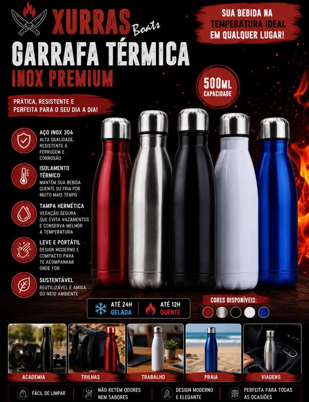 Garrafa Térmica Aço Inox 500 Ml