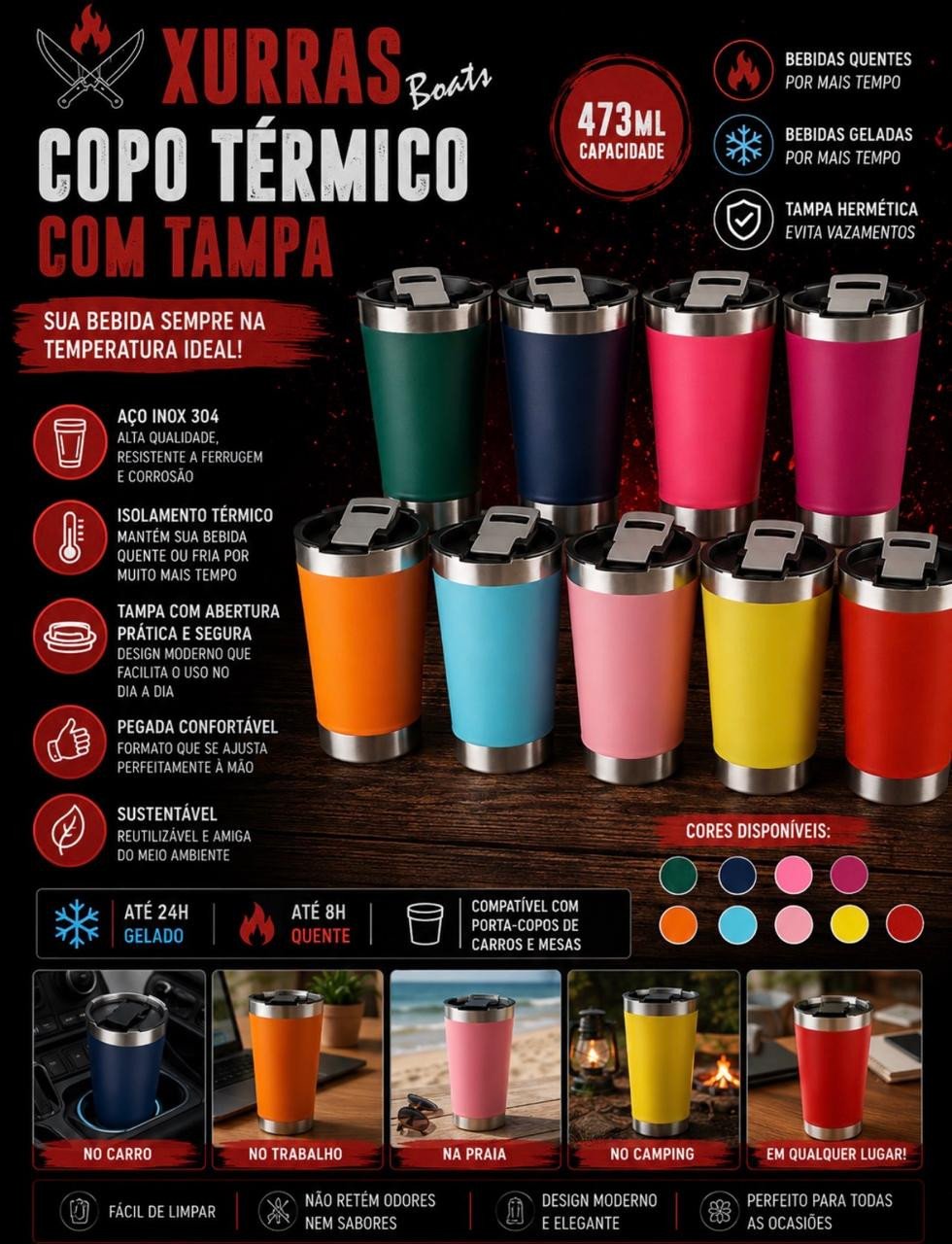 COPO TÉRMICO COM TAMPA 473ML