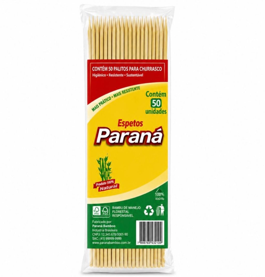Palito Espeto Bambu Churrasco 25cm Parana Co 50 Und