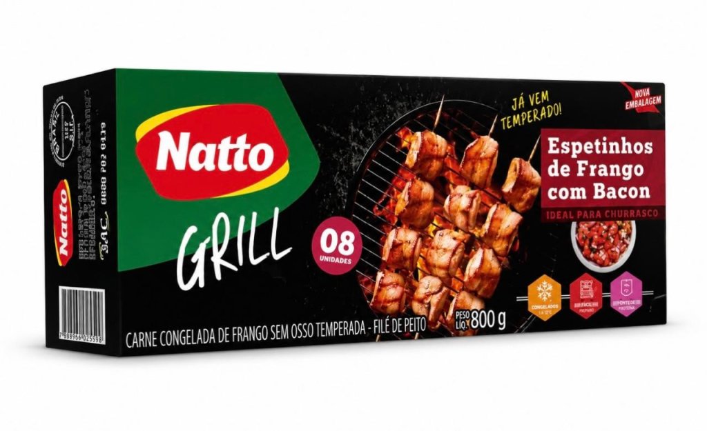 Espetinho Frango C/ Bacon Temperado Natto Cong 800g