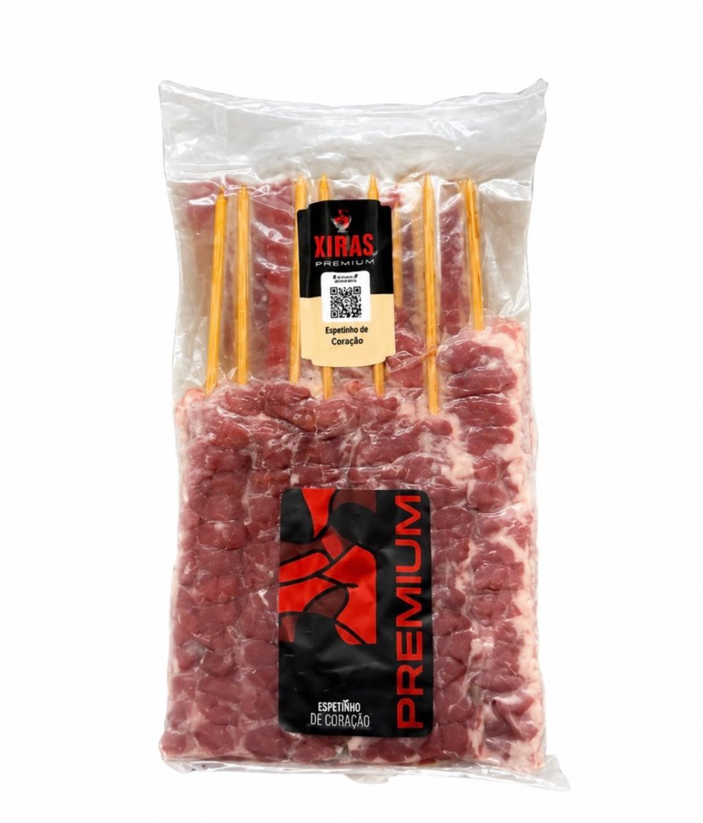 Espetinho De Coração Gibão Premium. (Produto vendido por peso. Valor de referência: R$ 96,19/kg. A embalagem tem aproximadamente 500g. O valor final pode variar conforme o peso da embalagem).