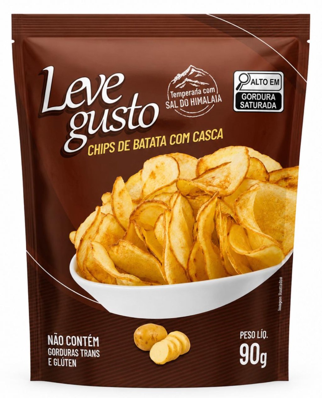 CHIPS DE BATATA COM CASCA TEMPERADA C/  SAL DO HIMALAIA - 90G