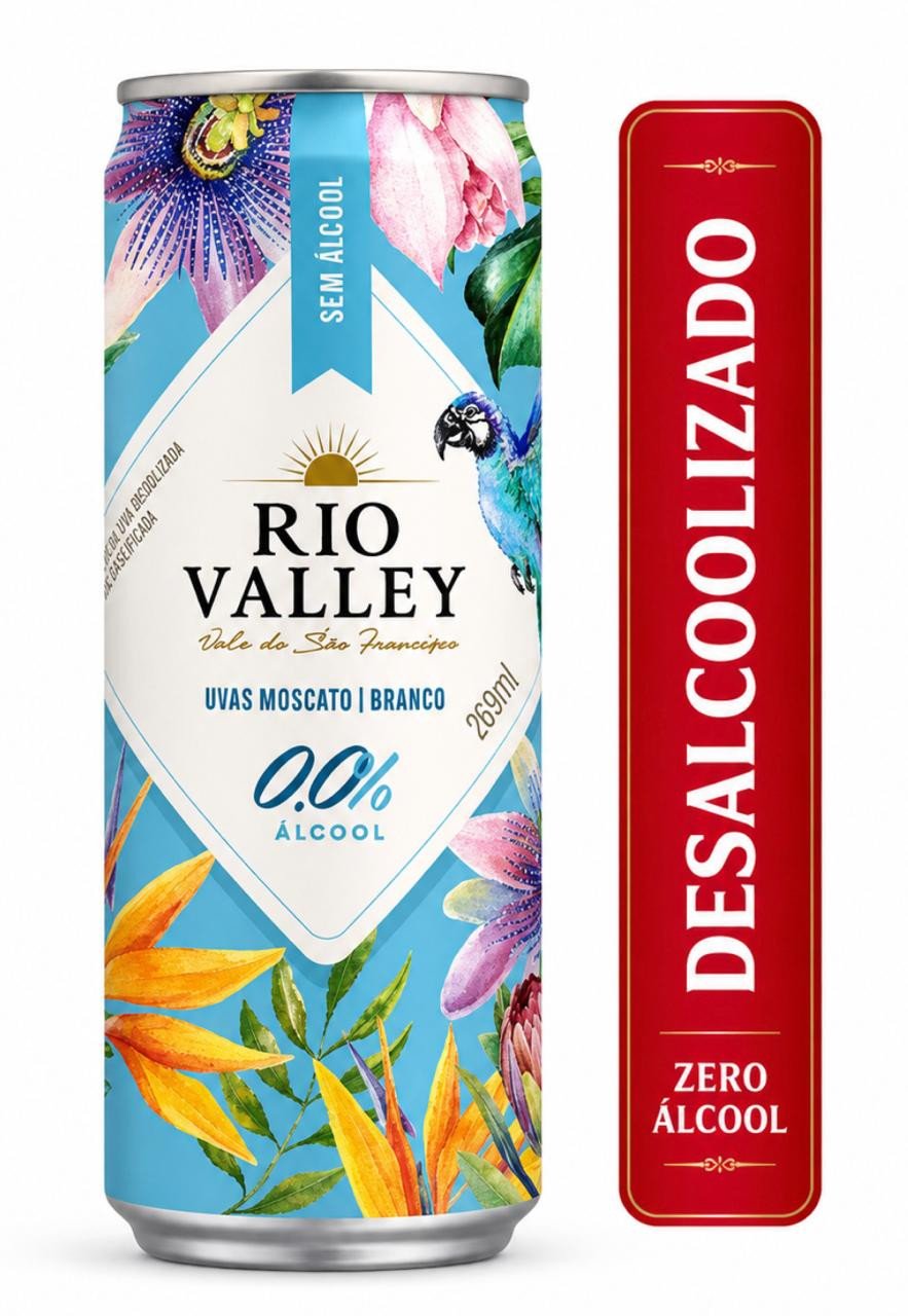 Vinho Lata Frisante Rio Valley 0% Zero Alcool Branco 269 Ml